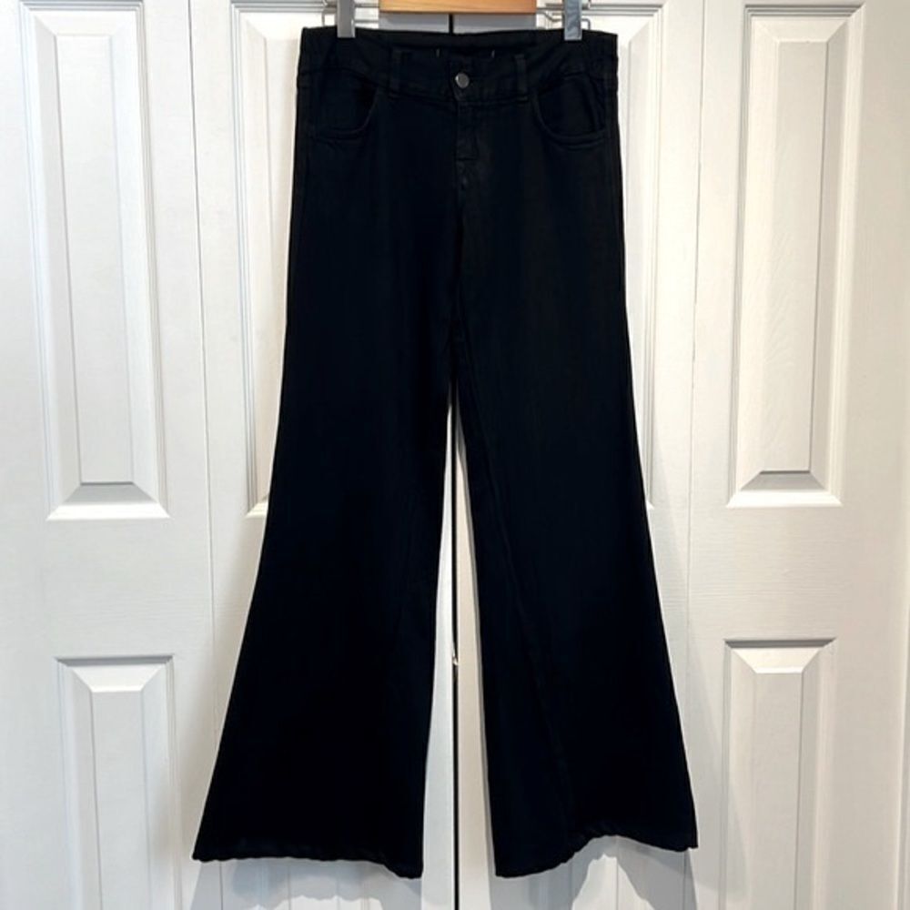 J Brand Black Flare Asymmetrical Seam Cotton Jeans Pants Size 25